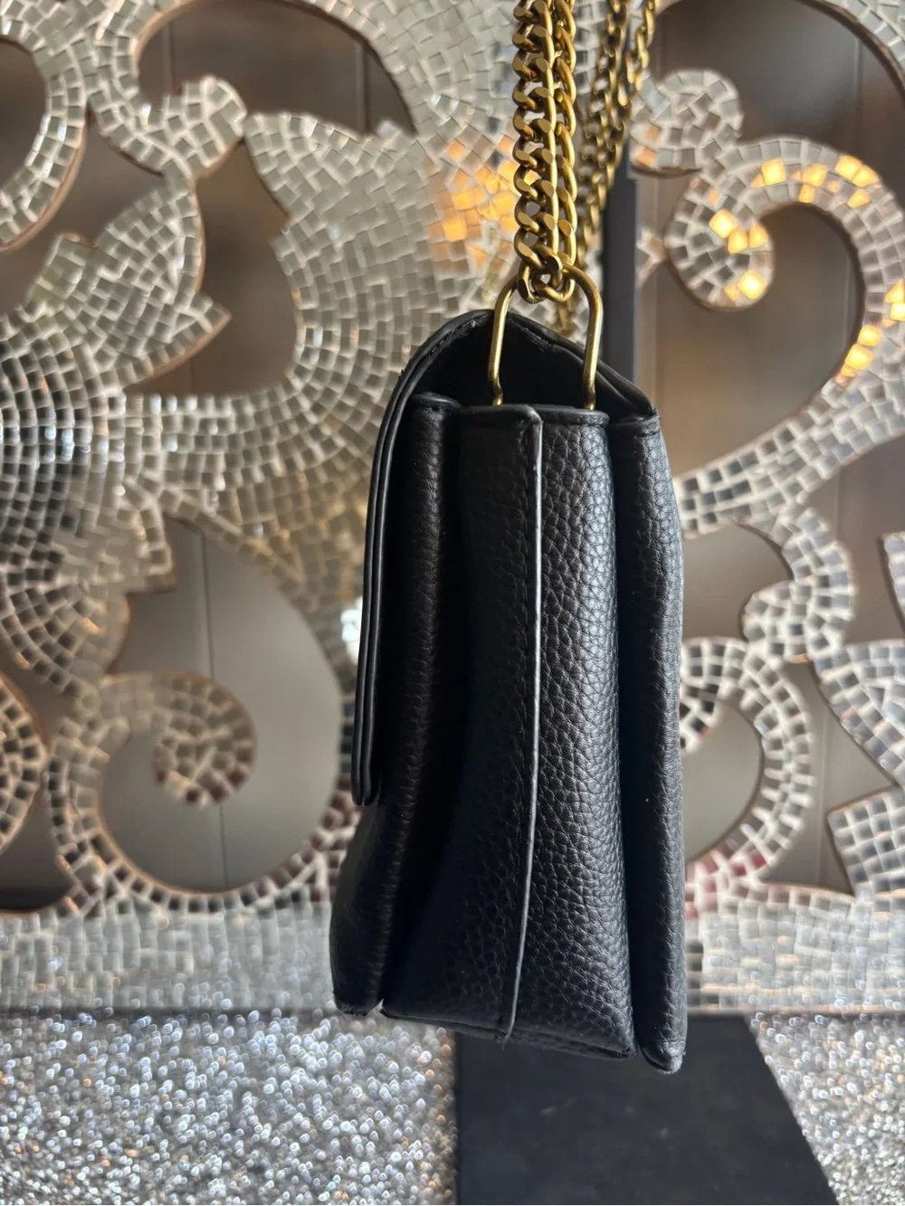 ⭐️Tory Burch Black Pebbled Leather Chain Shoulder Bag